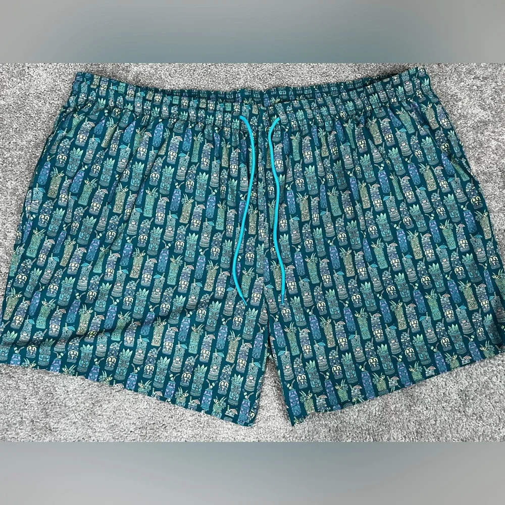 Caribbean 4XB Swim Trunks Green 3 Pockets Boxer Brief Liner Quick Dry Cocktails